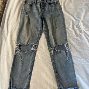 Pistola Distressed High Rise Straight Jeans